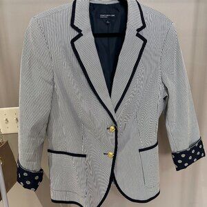 Women's Jones New York Navy/White Striped Blazer SZ 14